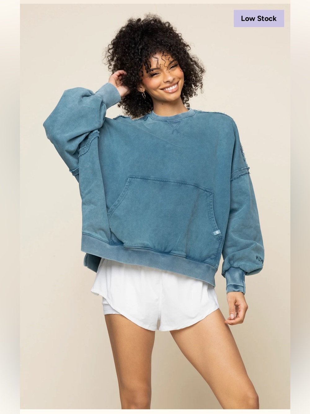 Popflex Boxy Crewneck Oversized Sweatshirt Vintage Teal S/M EUC